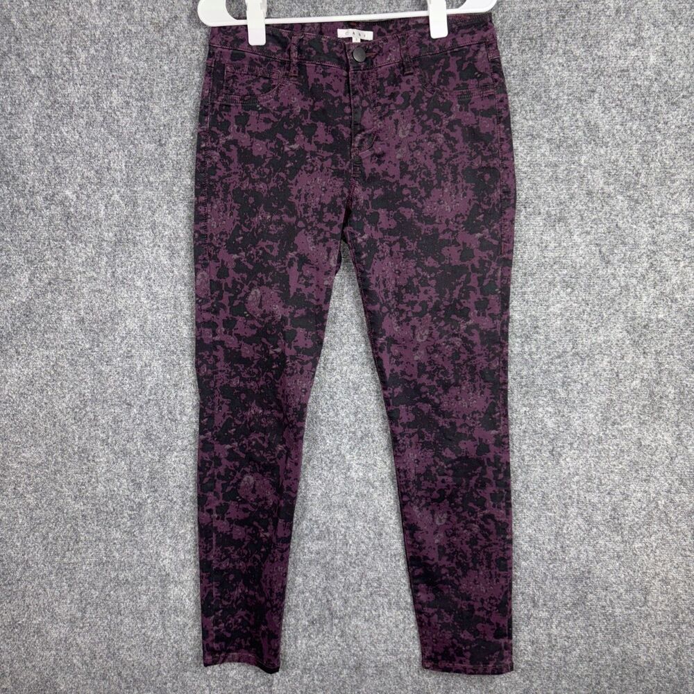 Cabi #159 Jeans Womens Size 8 Twilight Purple Black Camo Skinny Jegging